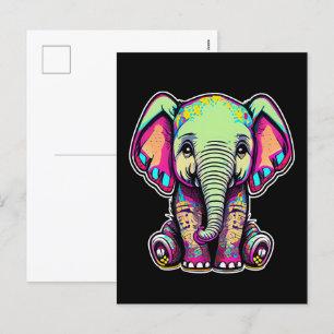 Schattigee Baby Olifant zit digitale illustratie Feestdagenkaart