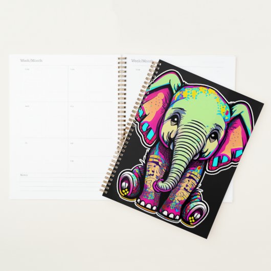 Schattigee Baby Olifant zit digitale illustratie Planner (Display)