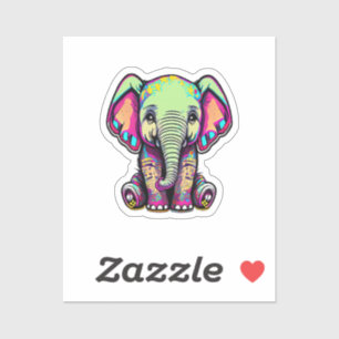 Schattigee Baby Olifant zit digitale illustratie Sticker