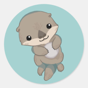 Schattigee Baby Otter Pup Ronde Sticker