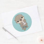 Schattigee Baby Otter Pup Ronde Sticker (Envelop)