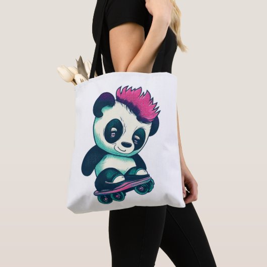 Schattigee Baby Panda met mohawk | Schaatser Panda Draagtas (Dichtbij)