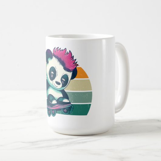 Schattigee Baby Panda met mohawk | Schaatser Panda Koffiemok (Voorkant rechts)