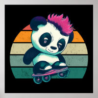 Schattigee Baby Panda met mohawk | Schaatser Panda