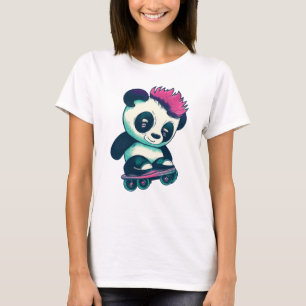 Schattigee Baby Panda met mohawk Schaatser Panda T-shirt