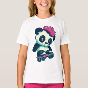 Schattigee Baby Panda met mohawk   Schaatser Panda T-shirt
