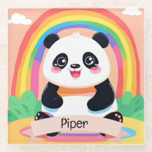 Schattigee Baby Panda Rainbow Glazen Onderzetter