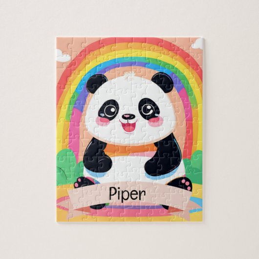 Schattigee Baby Panda Rainbow Legpuzzel (Verticaal)