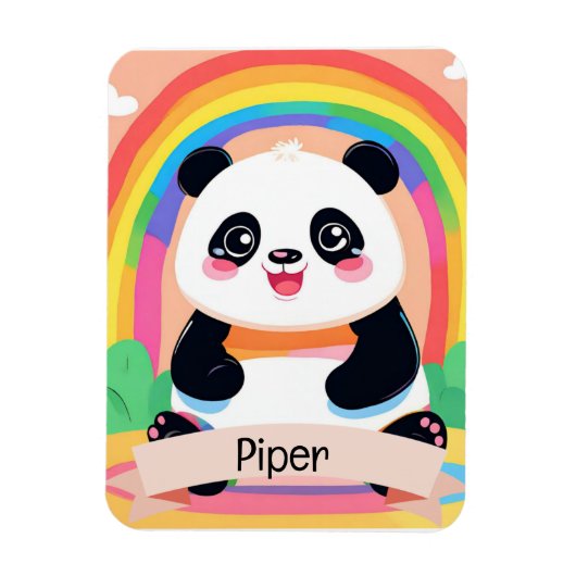 Schattigee Baby Panda Rainbow Magneet (Verticaal)