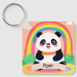 Schattigee Baby Panda Rainbow Sleutelhanger