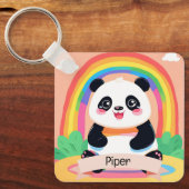 Schattigee Baby Panda Rainbow Sleutelhanger (Voorkant)