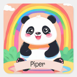 Schattigee Baby Panda Rainbow Vierkante Sticker