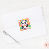Schattigee Baby Panda Rainbow Vierkante Sticker (Envelop)