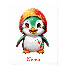 Schattigee Baby Penguin Aangepaste Naam