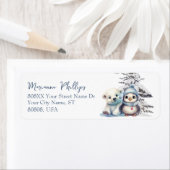 Schattigee Baby Pinguïn en Polar Beer Cub Winter Etiket (Insitu)