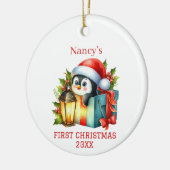 Schattigee Baby Pinguïn Kerstmis Keramisch Ornament (Links)