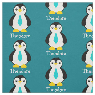 Schattigee Baby pinguïns met blauwe stropdassen Stof
