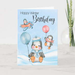 Schattigee Baby pinguïns voor de winterverjaardag Kaart