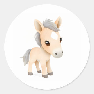 Schattigee Baby Pony Sticker Waterverf Illustratie