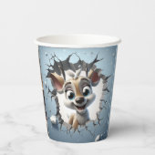 Schattigee Baby Rendier 3D Kerstmis Papieren Bekers (Achterkant)