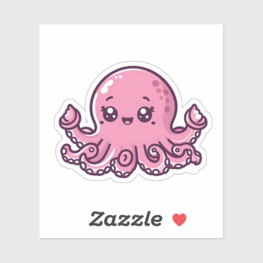 Schattigee Baby Roze Octopus Custom-Cut Vinyl Stic Sticker (Vel)