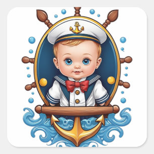 Schattigee Baby Sailor Vierkante Sticker