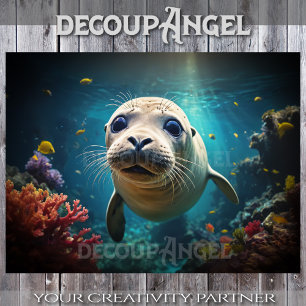 Schattigee Baby Seal Close-up - Decoupage - Tissuepapier