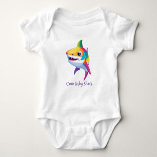 Schattigee baby Shark regenboog kleurrijke verjaar Romper