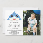 Schattigee Baby Shark Verjaardag Foto uitnodiging (Voorkant)