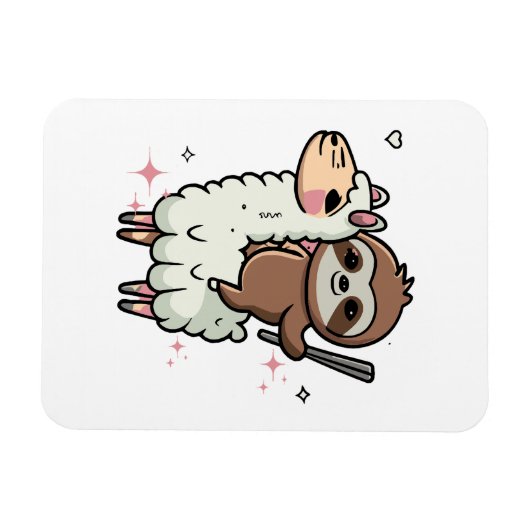 Schattigee Baby Sloth en Llama Magneet (Horizontaal)