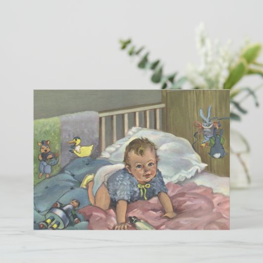 Schattigee Baby Spelen in Wieg, Kind Nap Time (Staand voorkant)