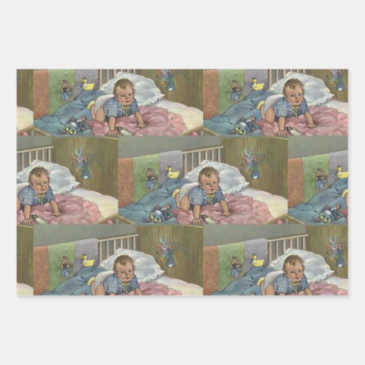  Schattigee Baby Spelen in Wieg, Kind Nap Time Inpakpapier Vel (Voorkant 3)