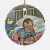 Schattigee Baby Spelen in Wieg, Kind Nap Time Keramisch Ornament (Voorkant)
