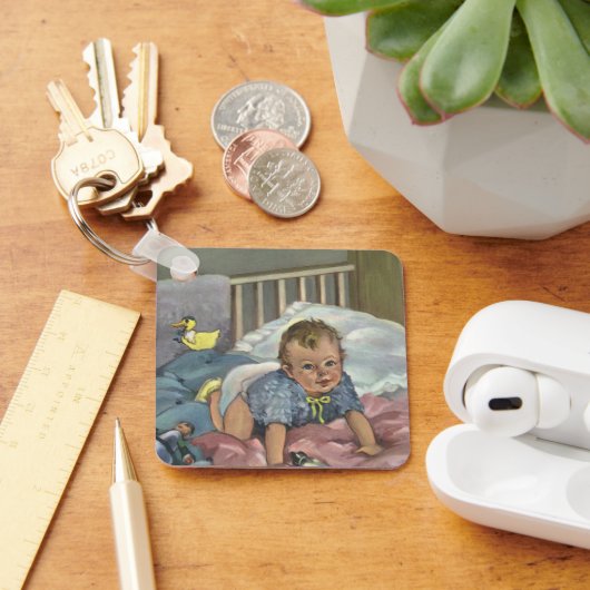 Schattigee Baby Spelen in Wieg, Kind Nap Time Sleutelhanger (Bureau)