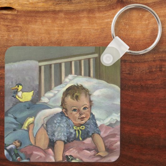 Schattigee Baby Spelen in Wieg, Kind Nap Time Sleutelhanger (Achterkant)