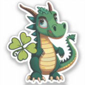 Schattigee Baby Succes Dragon met vier bladklaver Sticker (Voorkant)