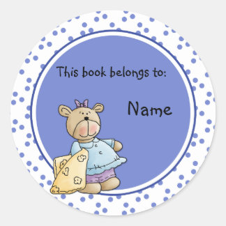 Schattigee baby Teddy Baer Bookplate Ronde Sticker