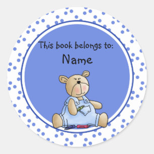 Schattigee baby Teddy Baer Bookplate Ronde Sticker