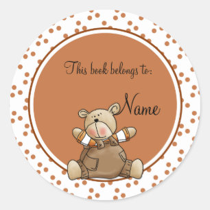Schattigee baby Teddy Baer Bookplate Ronde Sticker