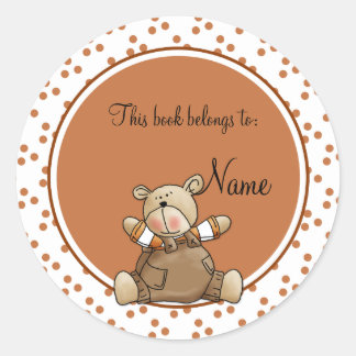 Schattigee baby Teddy Baer Bookplate Ronde Sticker