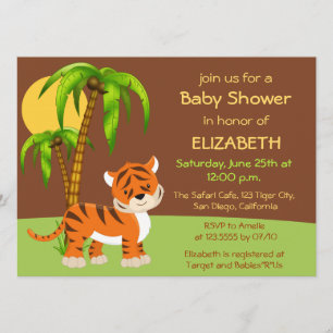 Schattigee Baby Tiger Baby shower Invitation Kaart