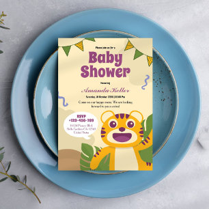 Schattigee Baby Tiger Baby shower Invitation Kaart