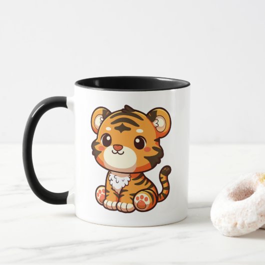 Schattigee Baby Tiger Cartoon Mok (Met donut)