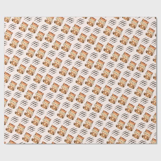 Schattigee Baby Tiger Craw Scratching Kids Verjaar Cadeaupapier (Vlak)