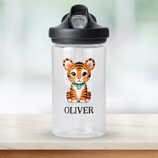 Schattigee Baby Tiger gepersonaliseerd Waterfles