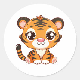 Schattigee Baby tijgerzit Ronde Sticker
