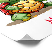 Schattigee Baby Turtle Aangepaste naam Poster (Hoek)