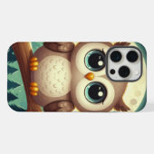 Schattigee baby uil bij nacht met maan iPhone hoesje (Achterkant horizontaal)