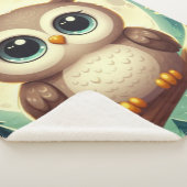 Schattigee baby uil bij nacht met maan sherpa deken (3/4)