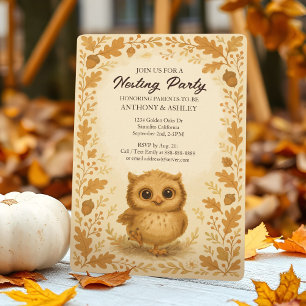 Schattigee Baby Uil Herfst Douche Woodland Nesting Kaart